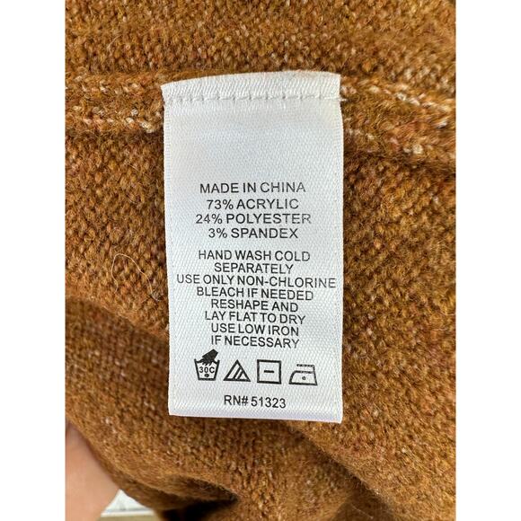 🌴 CeCe Fair Isle Chestnut Brown Funnel Neck Sweater, Size Small - Picture 5 of 6